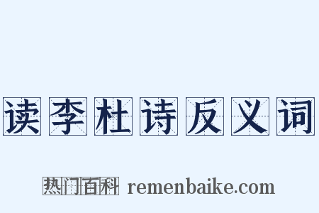 读李杜诗反义词是什么意思的图片